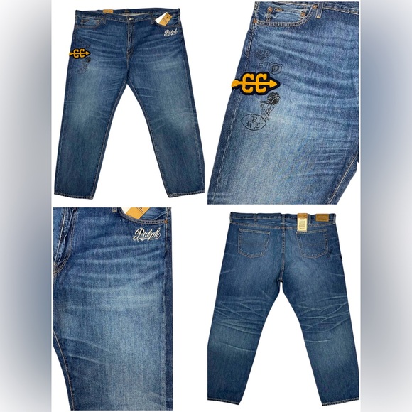 Polo Ralph Lauren Jeans Men Patch 48B/32 Varick Slim Straight Denim Jeans New - Picture 1 of 9
